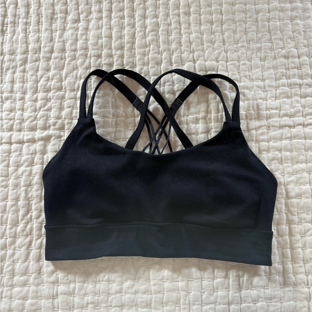 Women's Black Strappy Sports Bra